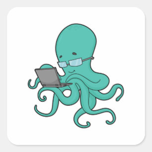 Octopus Laptop Quadratischer Aufkleber