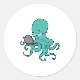 Octopus Laptop Runder Aufkleber