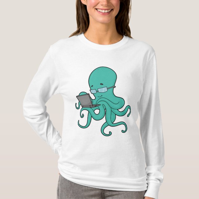 Octopus Laptop T-Shirt (Vorderseite)