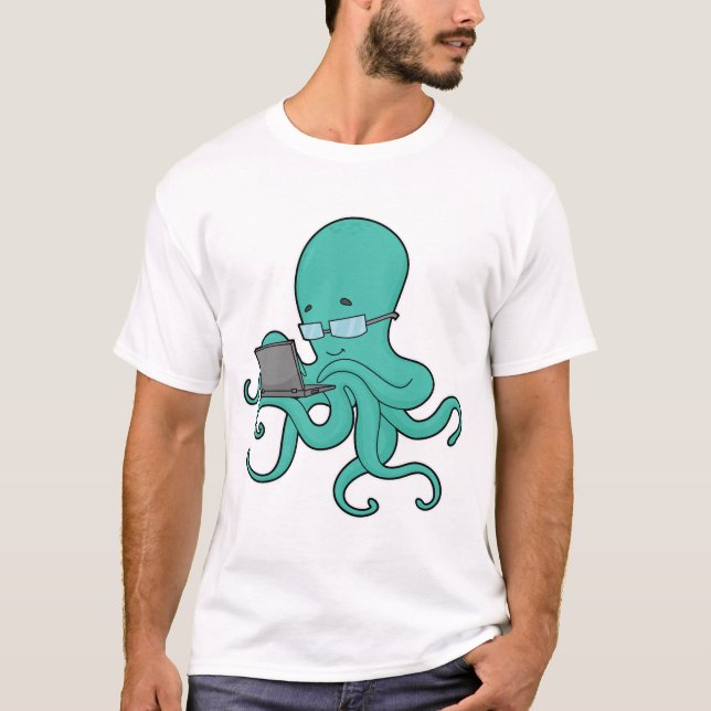 Octopus Laptop T-Shirt (Vorderseite)