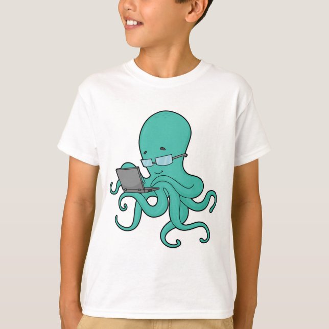 Octopus Laptop T-Shirt (Vorderseite)