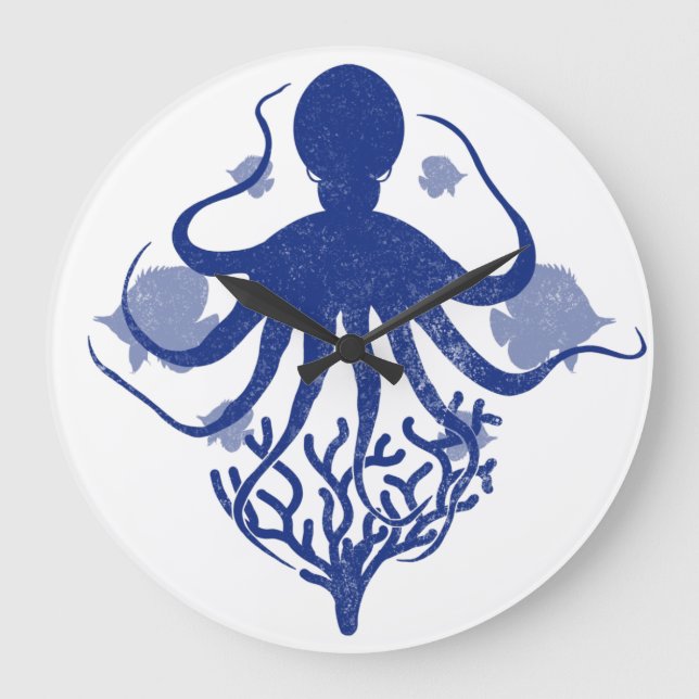 Octopus (light background) große wanduhr (Vorderseite)