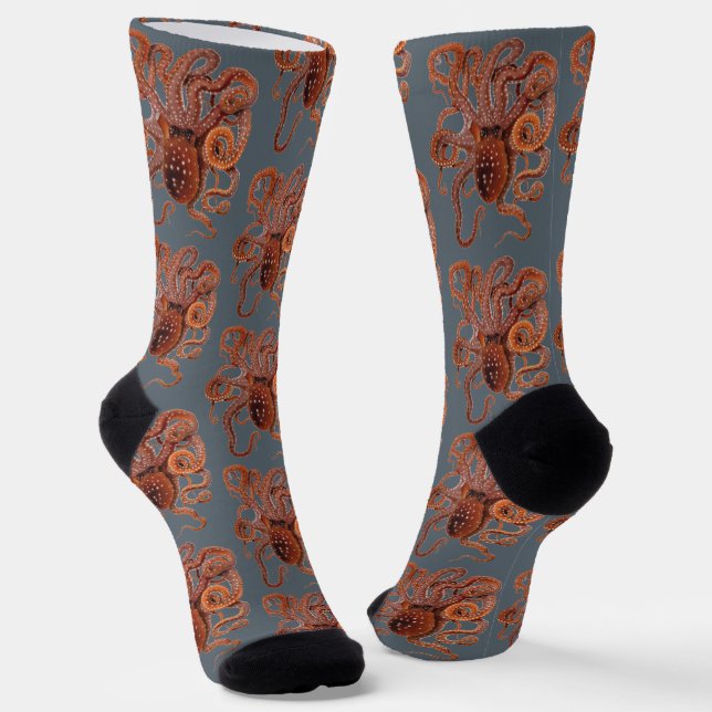 Octopus Macropus, Vintage Marine Aquatic Animals Socken (Gewinkelt)