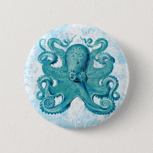 Octopus Marine Life Ocean Animals Beach Nautic Button