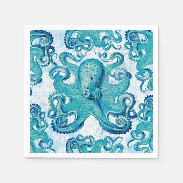 Octopus Marine Life Ocean Animals Beach Nautic Serviette (Vorderseite)