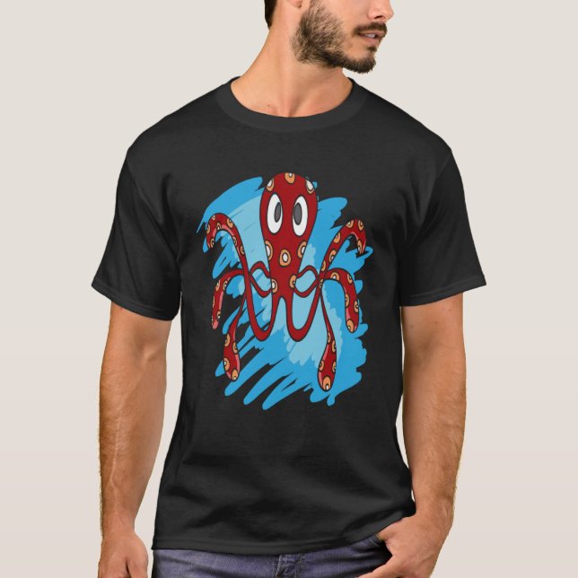 OCTOPUS MEERESTIERE OZEAN OCTOPUS ROTE SPOTEN T-Shirt (Vorderseite)