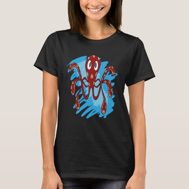 OCTOPUS MEERESTIERE OZEAN OCTOPUS ROTE SPOTEN T-Shirt (Vorderseite)