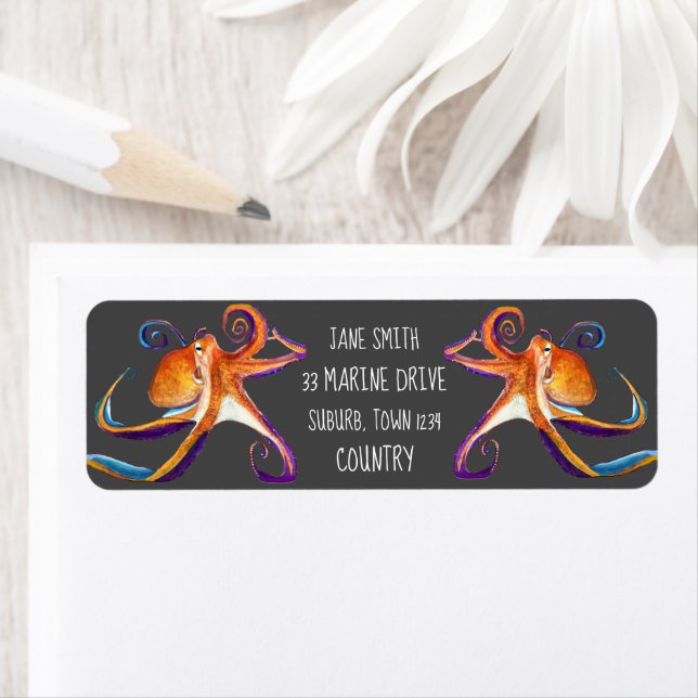 Octopus Meereswelt Aquarellkunst (Insitu)