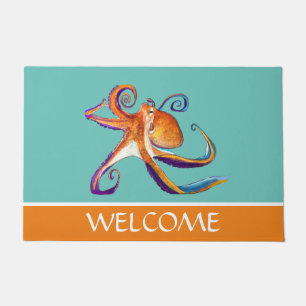 Octopus Meereswelt Aquarellkunst Fußmatte