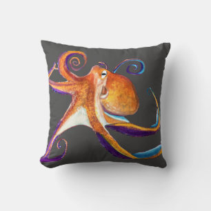 Octopus Meereswelt Aquarellkunst Kissen