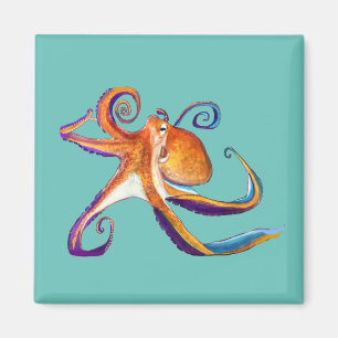 Octopus Meereswelt Aquarellkunst Magnet