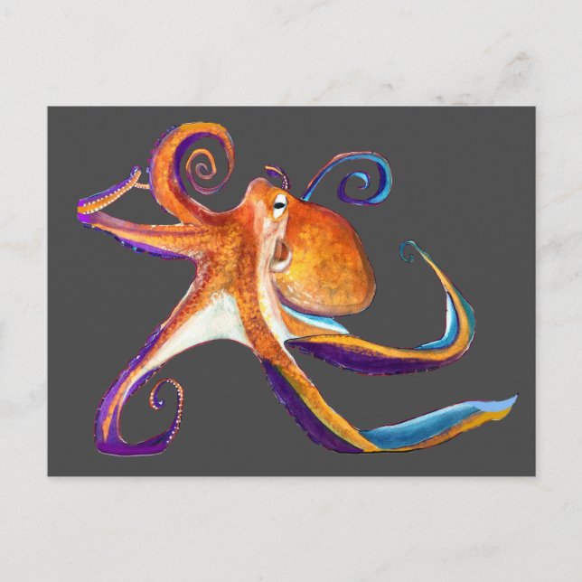 Octopus Meereswelt Aquarellkunst Postkarte (Vorderseite)