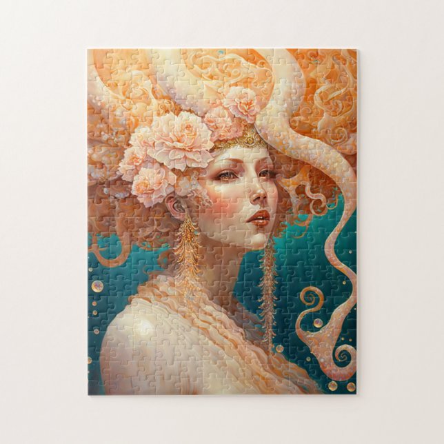 Octopus Mermaid Fantasy Art Jigsaw Puzzle (Vertikal)