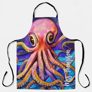 Octopus mit Individuelle Name Schürze