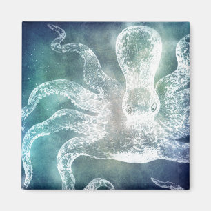 Octopus Mitternacht Blau Aquamarine Wasserfarbe Vi Magnet