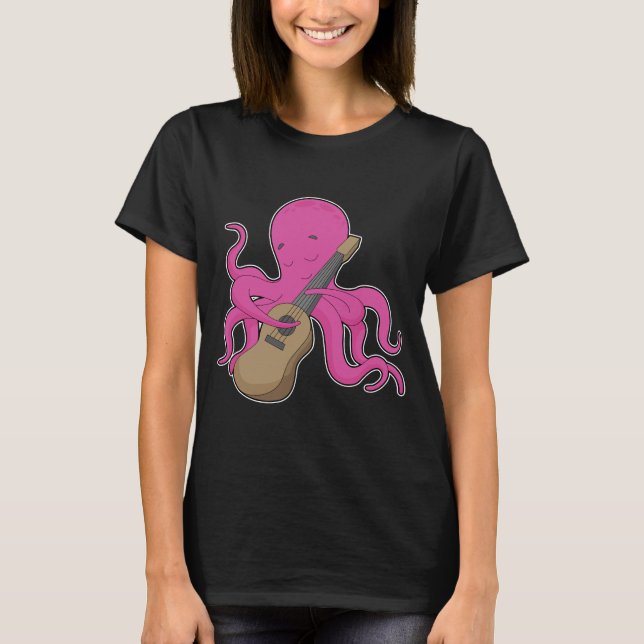 Octopus Musician Gitarre T-Shirt (Vorderseite)