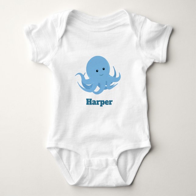 Octopus Name Süße Tier Cartoon Baby Strampler (Vorderseite)