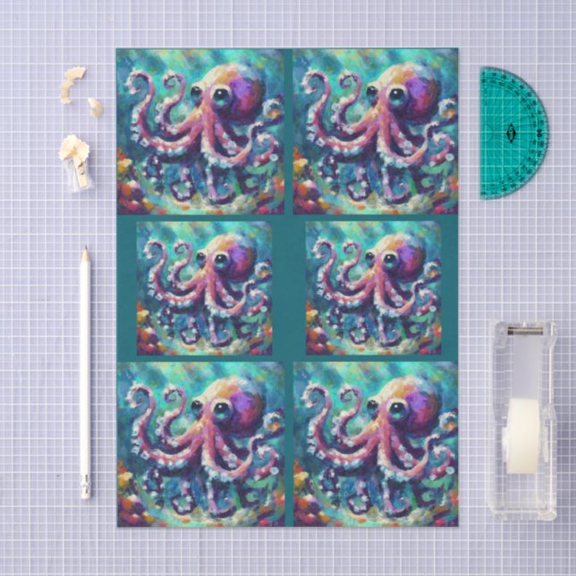 Octopus Nautical Beach Coast Decoupage Seidenpapier (Handwerk)