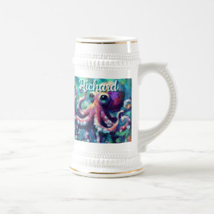 Octopus Nautical Beach Coastal Personalisiert Bierglas