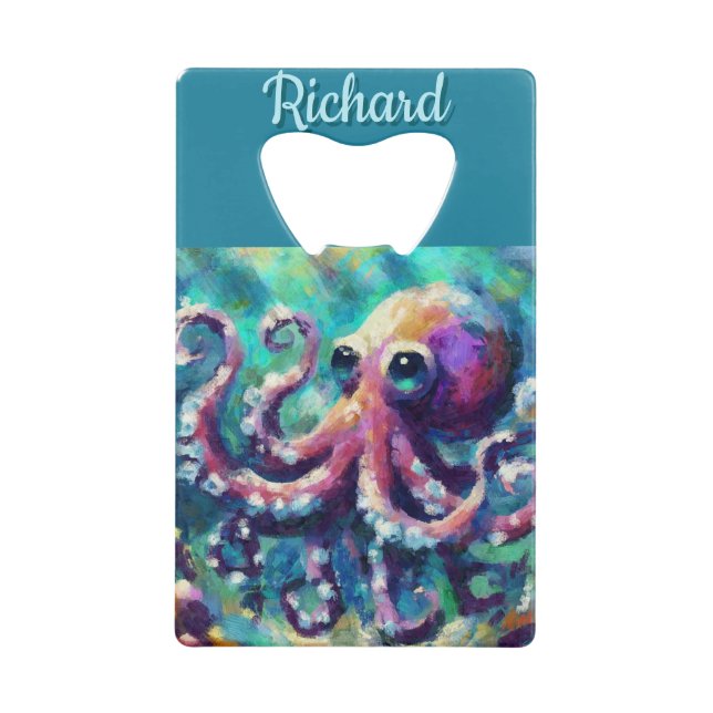 Octopus Nautical Beach Coastal Personalisiert Geldbeutel Flaschenöffner (Vorderseite)