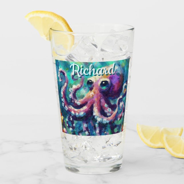 Octopus Nautical Beach Coastal Personalisiert Glas (Vorderseite Ice)