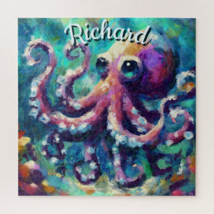 Octopus Nautical Beach Coastal Personalisiert Puzzle
