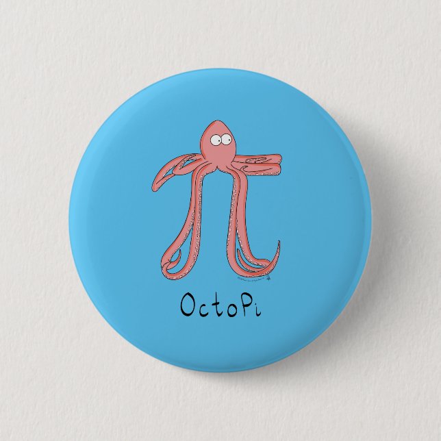 Octopus Niedlich Mathematik Pi Day Button Button (Vorderseite)