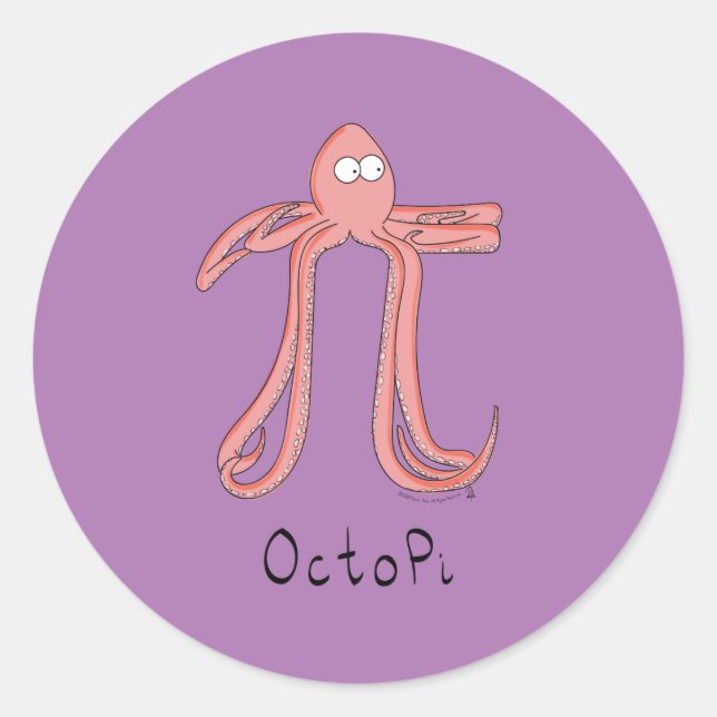 Octopus Niedlich Mathematik Pi Day Stickers (Vorderseite)