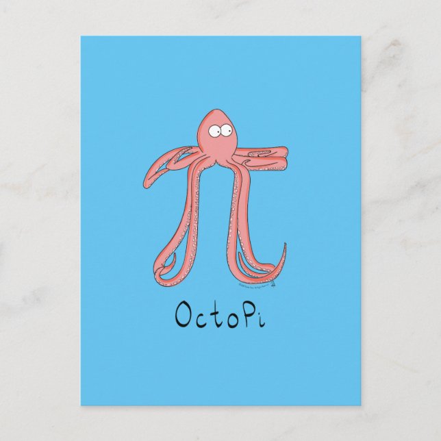 Octopus Niedlich Mathematik Pi Tag Postkarte (Vorderseite)