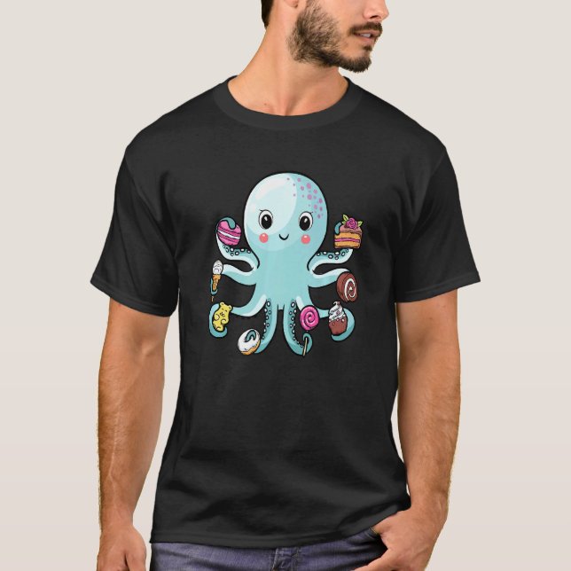 Octopus Octopus Cake Tentacles Meerestiere Chil T-Shirt (Vorderseite)