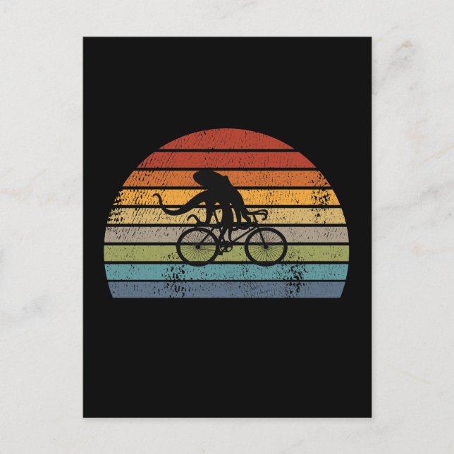 Octopus - Octopus Riding Bicycle Postkarte (Vorderseite)
