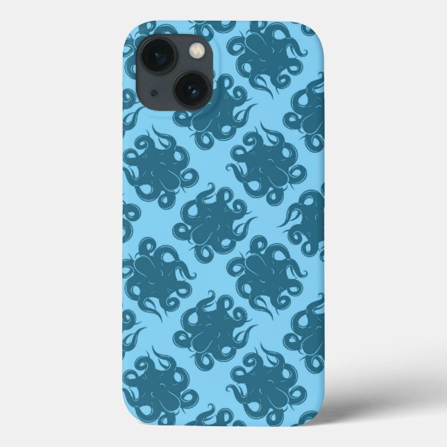 Octopus On Blue Pattern Case-Mate iPhone Hülle (Rückseite)