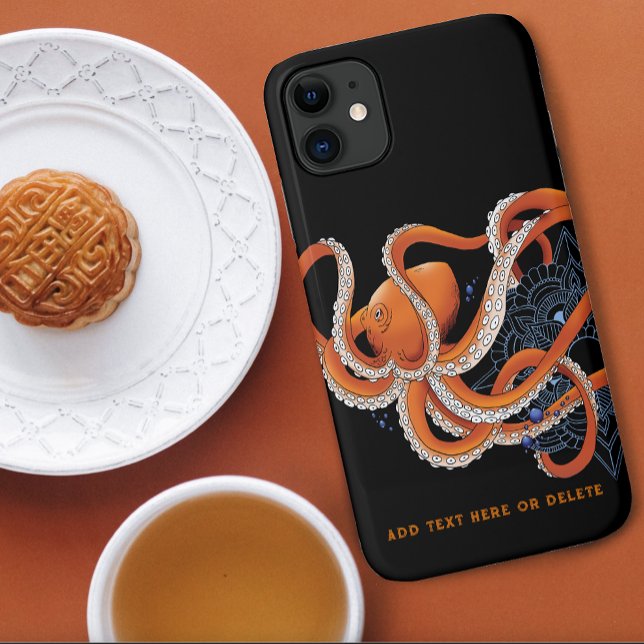 Octopus Orange Mandala Blue Case-Mate iPhone Hülle (Von Creator hochgeladen)