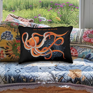 Octopus Orange Mandala Blue Dekokissen