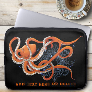 Octopus Orange Mandala Blue Laptopschutzhülle