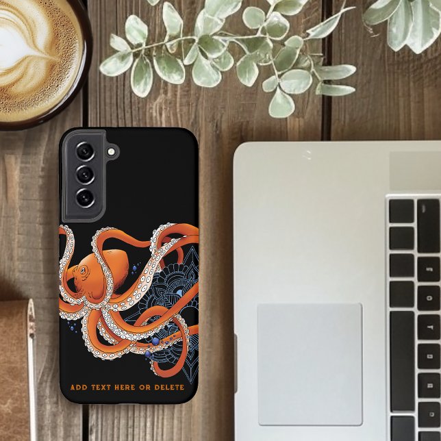 Octopus Orange Mandala Blue Samsung Galaxy Hülle (Von Creator hochgeladen)