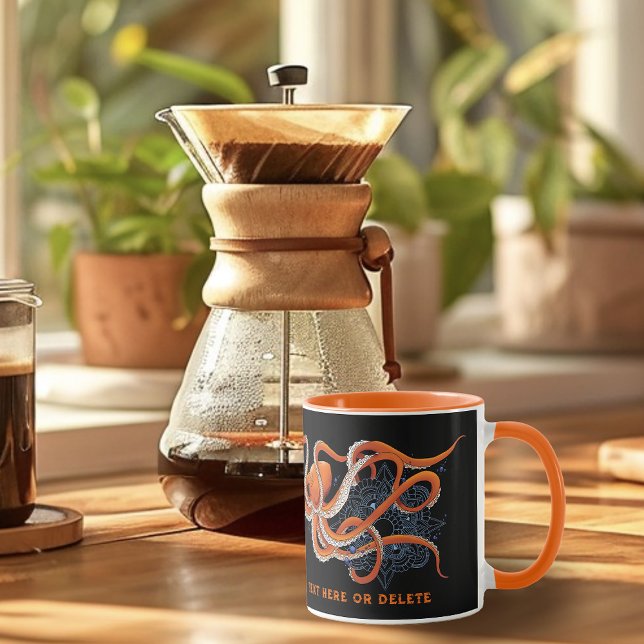 Octopus Orange Mandala Blue Tasse (Von Creator hochgeladen)