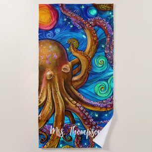 Octopus Ozeane Personalisierte Bezeichnung Strandtuch