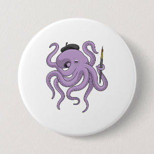 Octopus Painter Pinsel Button