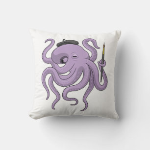 Octopus Painter Pinsel Kissen