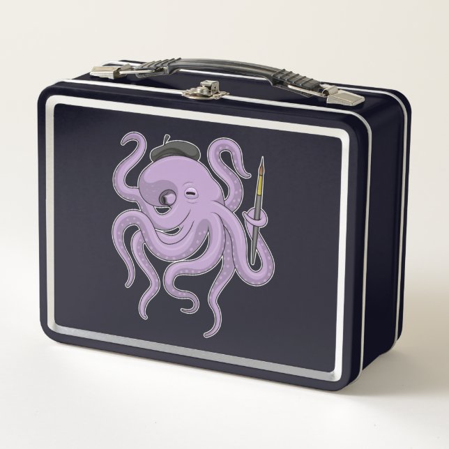 Octopus Painter Pinsel Metall Brotdose (Vorderseite)