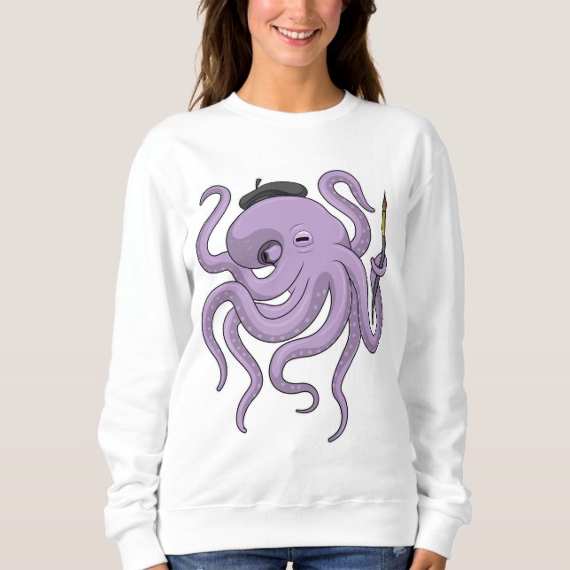 Octopus Painter Pinsel Sweatshirt (Vorderseite)