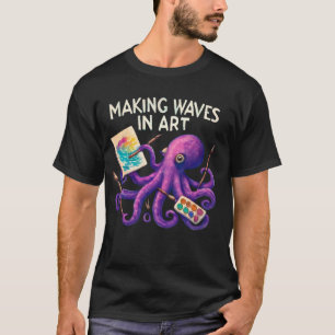 Octopus Painter Underwater - Türkis & Lila T-Shirt