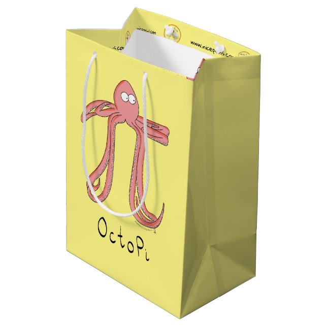 Octopus Pi Symbol Math Lehrer Funny Mittlere Geschenktüte (Rückseite Schrägansicht)