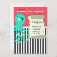 Octopus Pirate Einladung zum Geburtstag