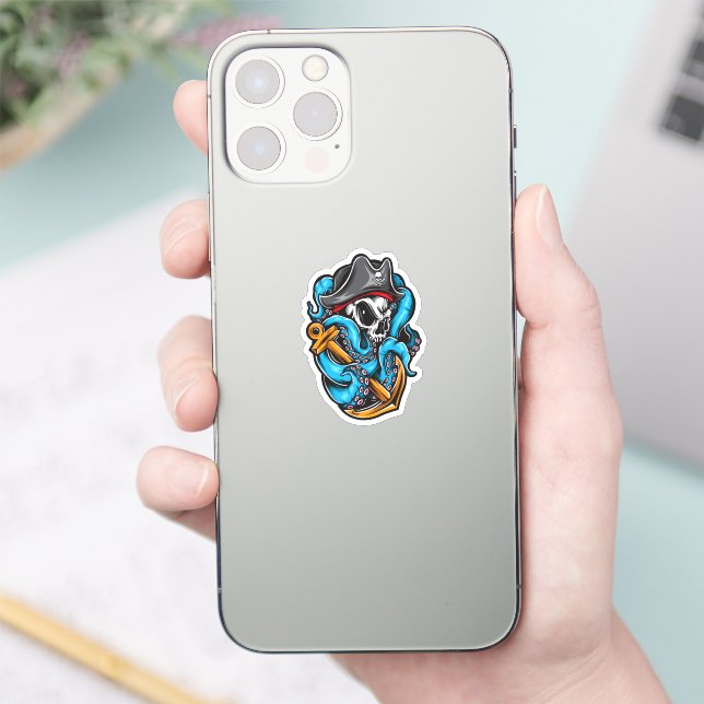 Octopus Pirate Skull Aufkleber (Telefon)