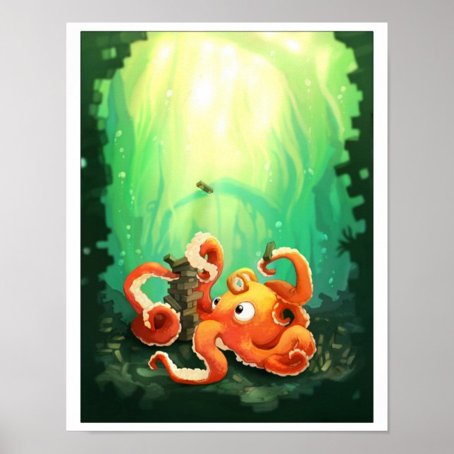 Octopus Playing Jennga Poster (Vorne)