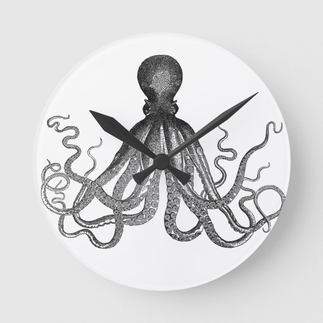 Octopus.png Runde Wanduhr (Vorderseite)