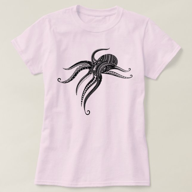 OCTOPUS POLYNESIAN TRIBAL Blank T-Shirt (Design vorne)