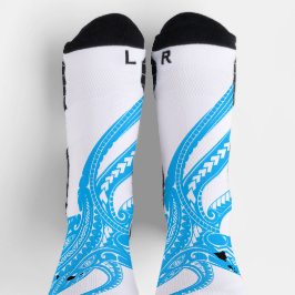 OCTOPUS POLYNESIAN TRIBAL HAWAII INSELN LtBlue Socken
